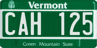 VT license plate CAH125