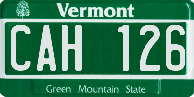 VT license plate CAH126