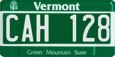 VT license plate CAH128