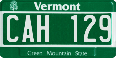 VT license plate CAH129