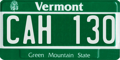 VT license plate CAH130