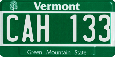 VT license plate CAH133