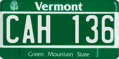 VT license plate CAH136