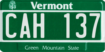 VT license plate CAH137