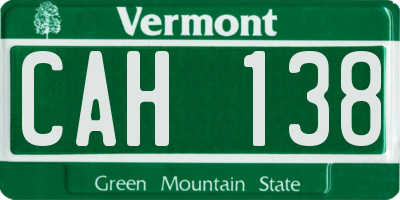VT license plate CAH138