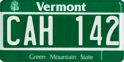VT license plate CAH142