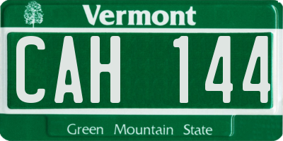 VT license plate CAH144