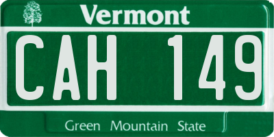 VT license plate CAH149