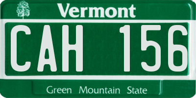 VT license plate CAH156