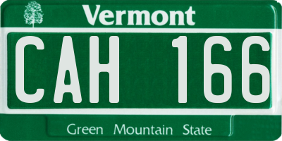 VT license plate CAH166