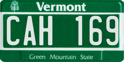 VT license plate CAH169