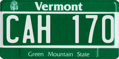 VT license plate CAH170