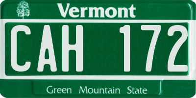 VT license plate CAH172