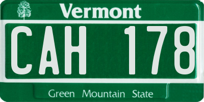 VT license plate CAH178