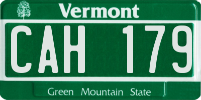 VT license plate CAH179