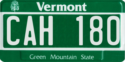VT license plate CAH180