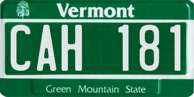 VT license plate CAH181
