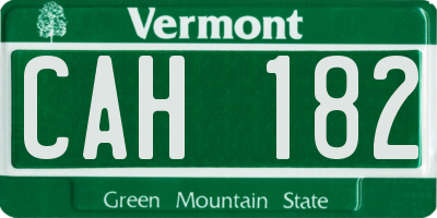 VT license plate CAH182