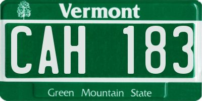 VT license plate CAH183