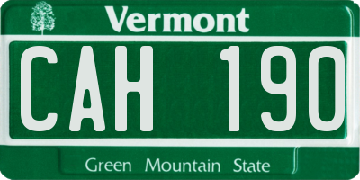 VT license plate CAH190