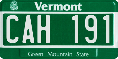 VT license plate CAH191