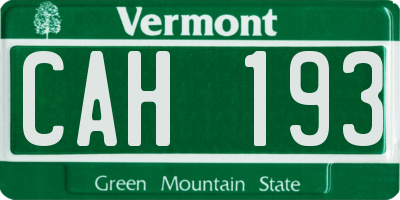 VT license plate CAH193