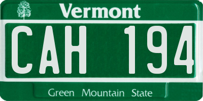 VT license plate CAH194