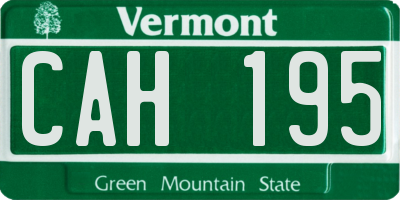 VT license plate CAH195