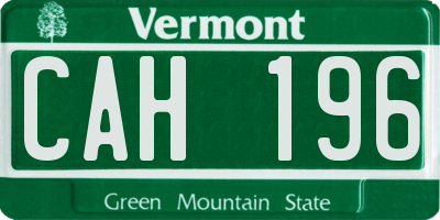 VT license plate CAH196