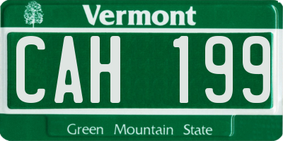 VT license plate CAH199