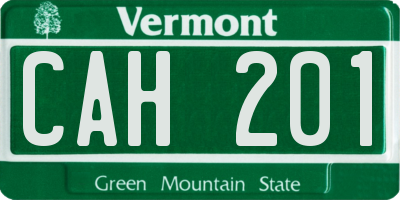 VT license plate CAH201