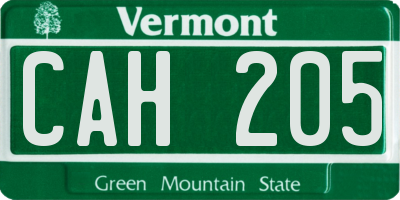 VT license plate CAH205