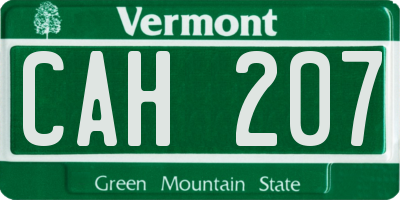 VT license plate CAH207