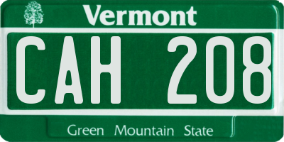 VT license plate CAH208