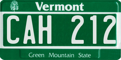 VT license plate CAH212
