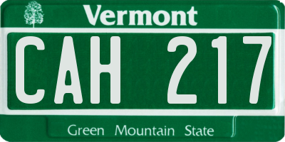 VT license plate CAH217