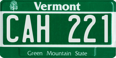 VT license plate CAH221