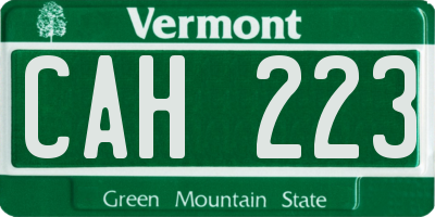 VT license plate CAH223