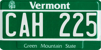 VT license plate CAH225