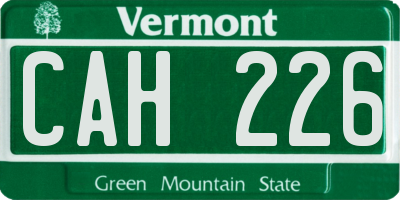 VT license plate CAH226