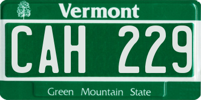 VT license plate CAH229