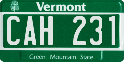 VT license plate CAH231