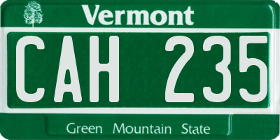 VT license plate CAH235