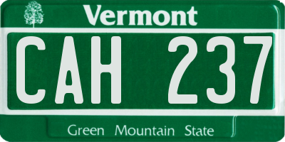 VT license plate CAH237
