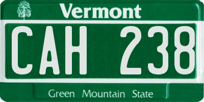 VT license plate CAH238