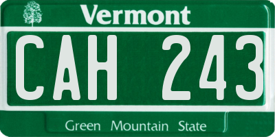 VT license plate CAH243