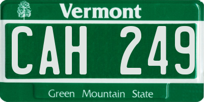 VT license plate CAH249