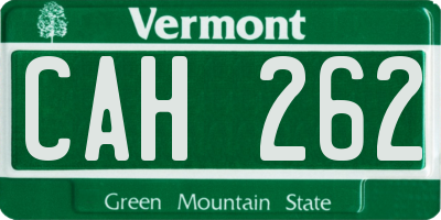 VT license plate CAH262