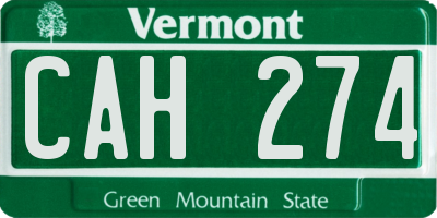 VT license plate CAH274