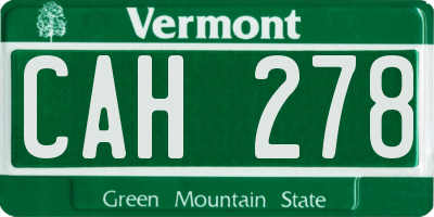 VT license plate CAH278